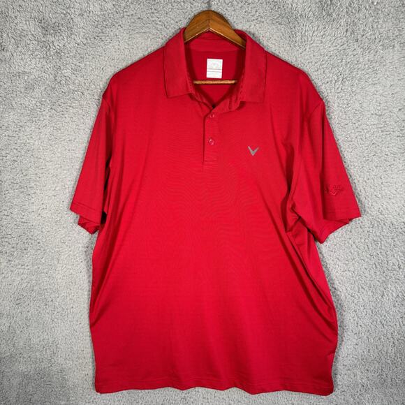Callaway Mens Golf Stripe Polo XL Short Sleeve Red Opti Dri - Picture 1 of 9
